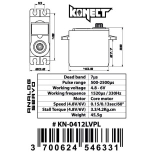 SERVO KONECT 4KG-012S PIGNONS PLASTIQUE