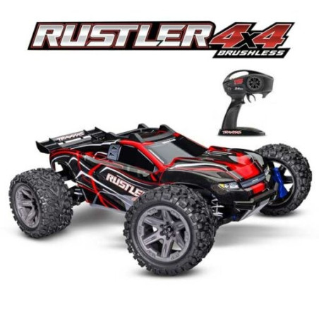 RUSTLER 4X4 BRUSHLESS 2S + HD PARTS ROUGE