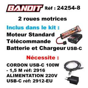 Bandit 4X2 Brushed vert + Led avec accus et chargeur