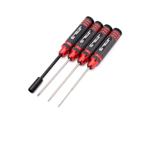 Kit de 4 tournevis allen Rouge et Noir 1.5 / 2 / 2.5 et douille 7mm